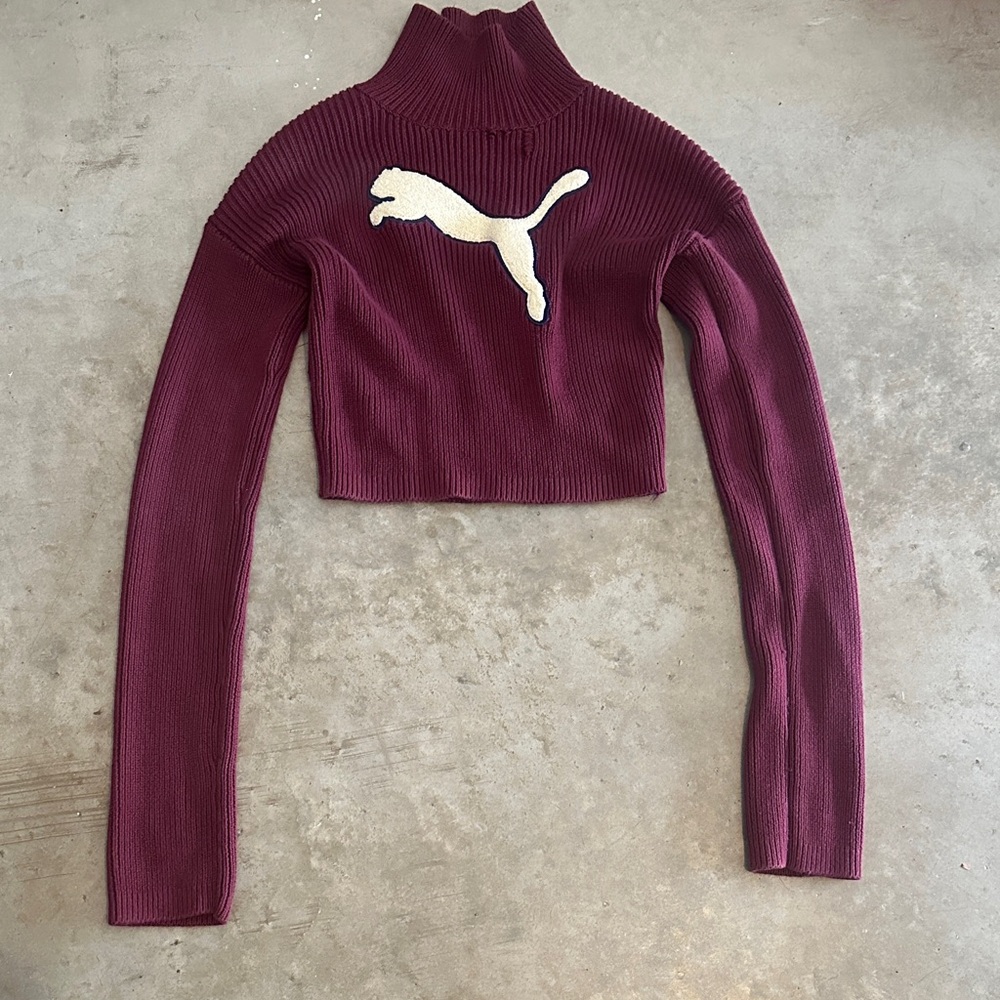 Puma Maroon Cropped Knit Top